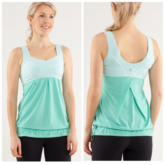 Lululemon Run: Tame Me Tank Heathered Menthol / Wee Stripe White Menthol sz 6 - Picture 1 of 10